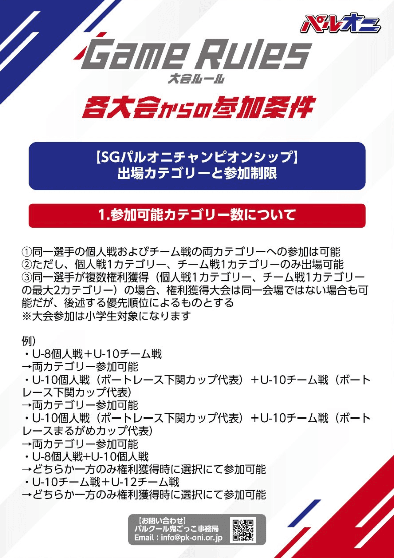 参加条件 - 出場カテゴリーと参加制限